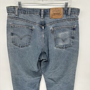 Vintage 90s Levis 550 Relaxed  Jeans Orange Tab  Whiskering Stone Wash USA 37X28